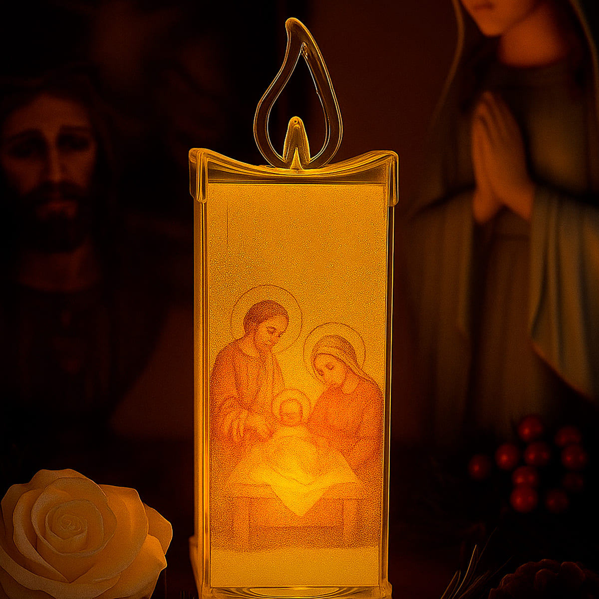 Miniatura 6 de Vela LED X4 Con Imagen Religiosa VLR01X4